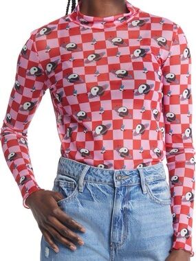 Dressed in Lala Mock Neck Mesh Top in Cosmic Cowgirl